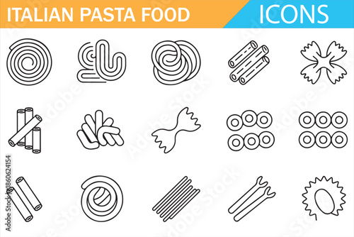 Italian Pasta Line Icons Set for Web and Mobile Interfaces