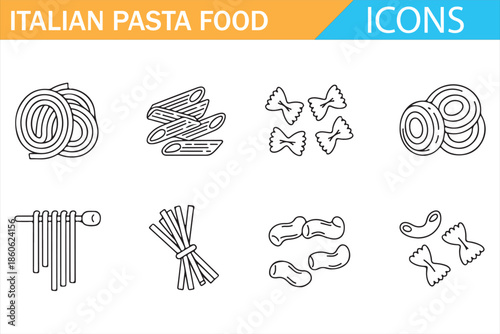 Pasta Food Icons for Restaurant Menus and Infographics