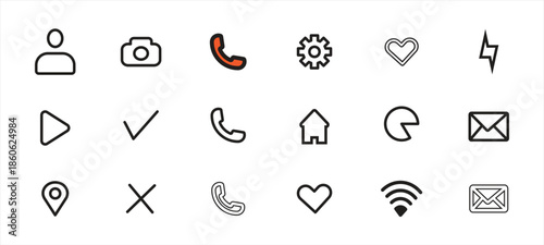 Minimal Line UI Icons Set for Apps, Web, Phone and Interface Design Projects