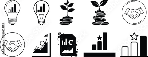 Business growth and development icons