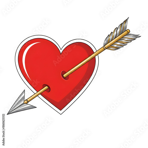 Heart pierced by an arrow symbolizing love and passion
