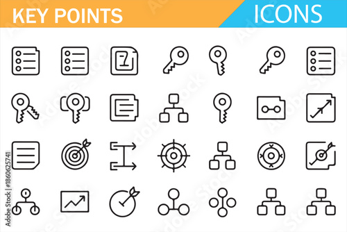 Process and Strategy Line Icons Set for Business Infographics