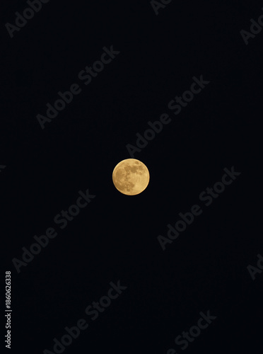 Full golden moon on a dark sky