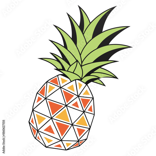 Geometric Pineapple Line Art Icon with Bold Angular Shape Vector Illustration