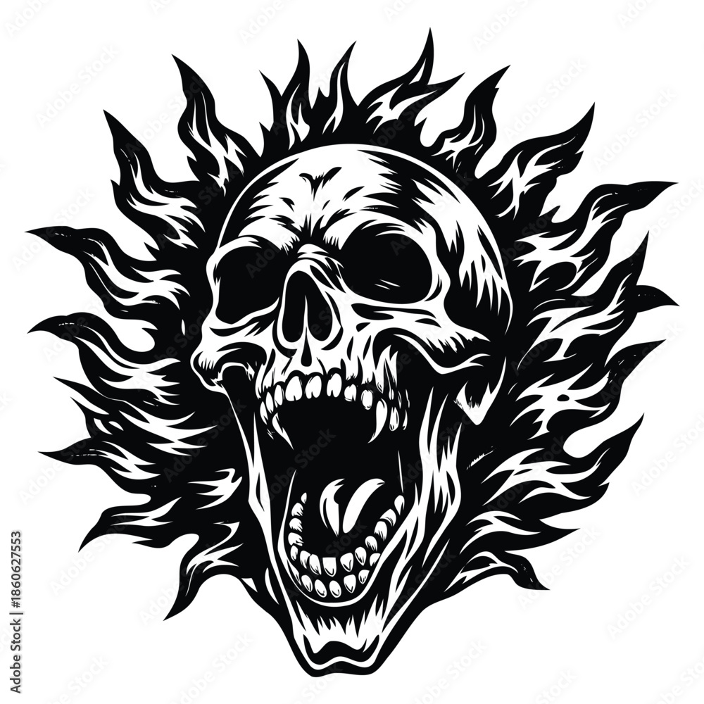 Fototapeta premium Agonizing Hollow Face Screaming Skull Graphic