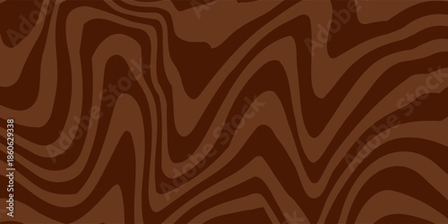 Abstract brown psychedelic waves print background. 1970s trippy seamless pattern. Marble acrylic swirl pattern. Coffee or chocolate liquid texture.