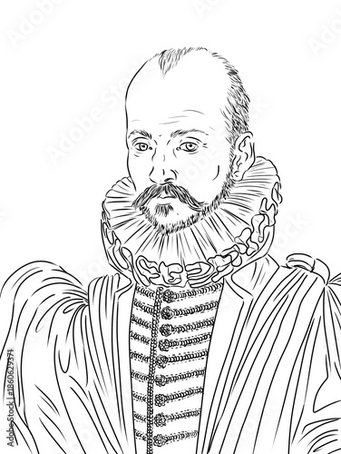 Photos Portrait of Michel de Montaigne, famous french philosopher, 1533-1592