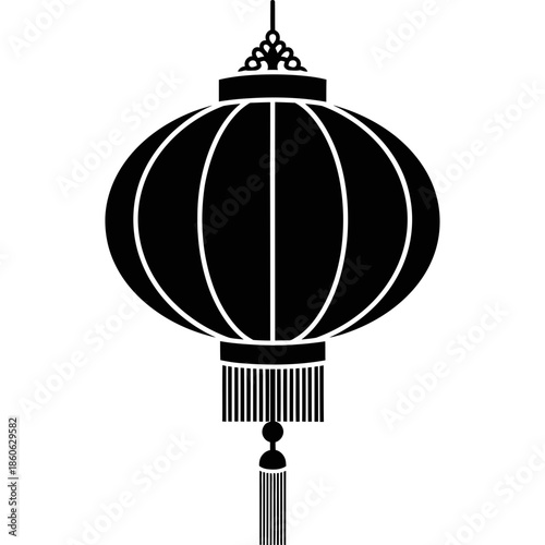 Traditional Asian Lantern Silhouette Icon Symbol for Cultural Celebration Decoration
