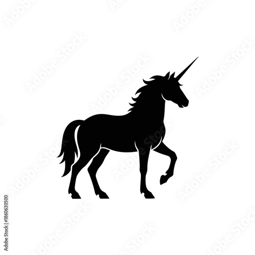 Black silhouette of a mythical unicorn.