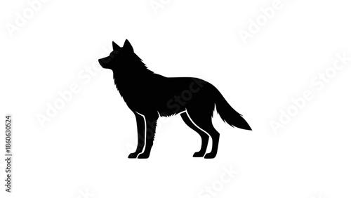 Black silhouette of a standing wolf.