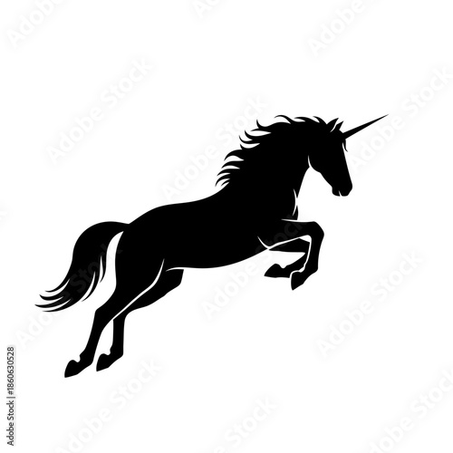 Black silhouette of a unicorn horse.