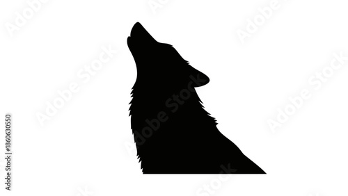 Black silhouette of a wolf howling.