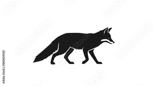 Black silhouette of a walking fox.