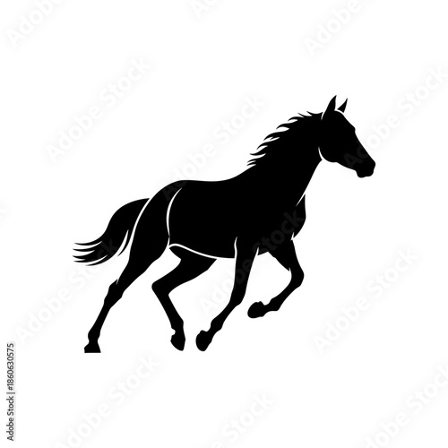 Black silhouette of a running horse.
