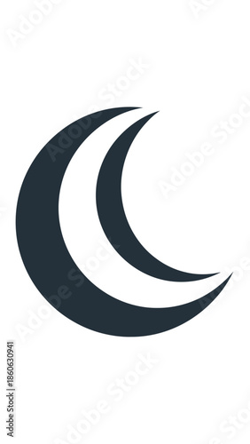 Crescent Moon Shape Icon Symbol.