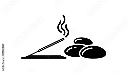 Incense stick and hot stones.