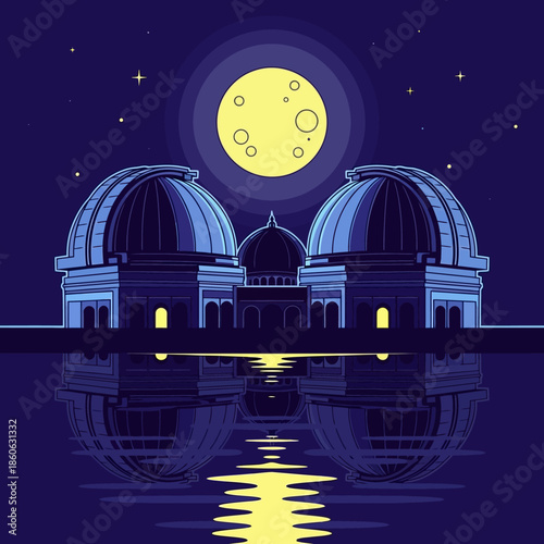 Large Building with Two Domes Architecture.