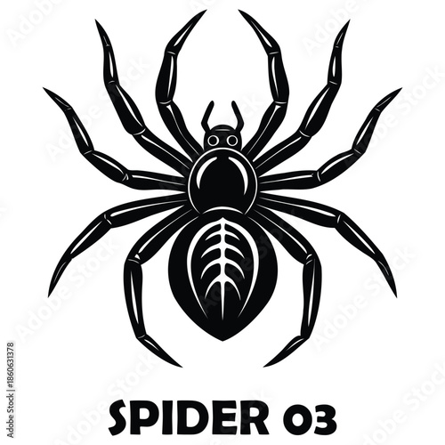 Minimalist Black Spider Silhouette Isolated on White Background