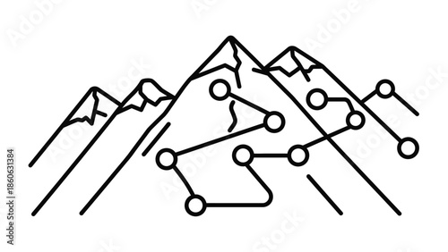 Network Connection Mountain Peaks Diagram.