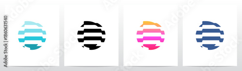 Stripes Horizontal Contour Lines Letter Initial Logo Design D