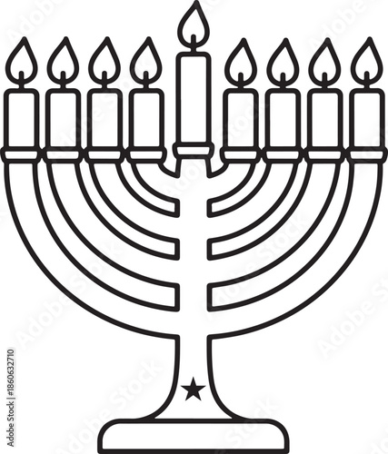 Hanukkah Menorah Candles Silhouette Icon Vector Jewish Holiday Festival Light Celebration Logo Symbol Sign Illustration