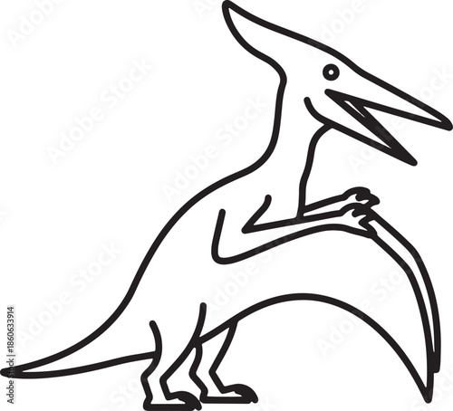 Pterosaur Flying Dinosaur Silhouette Icon Vector Winged Reptile Prehistoric Creature Aerial Predator Fossil Era Fantasy Beast Sky Hunter Logo Symbol Sign Illustration
