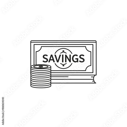 Financial Savings Concept with Cash and Savings Banknote Illustration