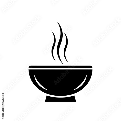 Steaming bowl of hot food.