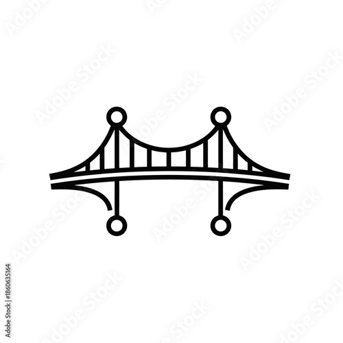 Suspension Bridge Structural Icon Design.