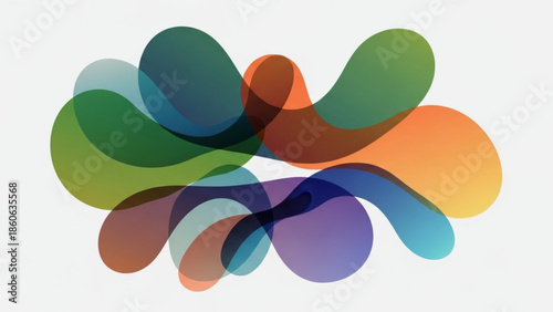 Abstract colorful fluid shapes overlapping translucent blobs with gradient colors modern organic design for backgrounds and branding isolated on whi