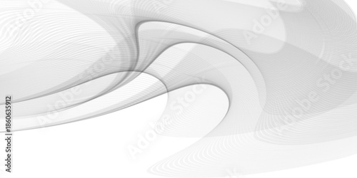 Abstract black and white vector background illustration with futuristic gray waves and smooth blue technology curves creating a 3d silk texture pattern for a modern wallpaper design backdrop