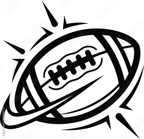 Dynamic stylized American football illustration capturing intense energy and motion, perfect for sports-themed designs and athletic branding, emphasizing speed and competitive spirit