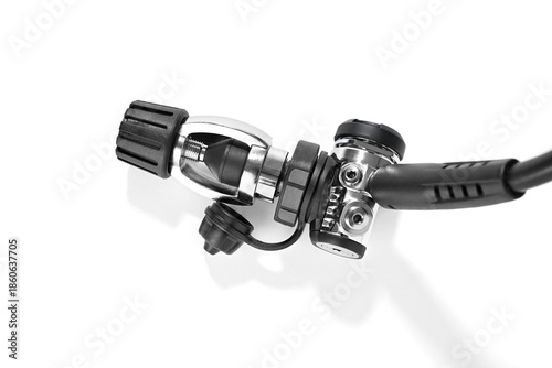 Yoke adapter for DIN regulators isolated on white background   