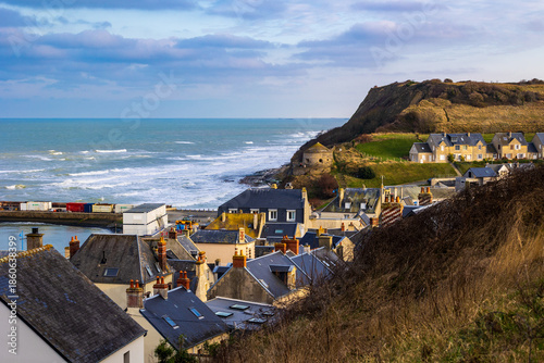 Vauban Tower overlooking the sea and the fishing village of Port-en-Bessin