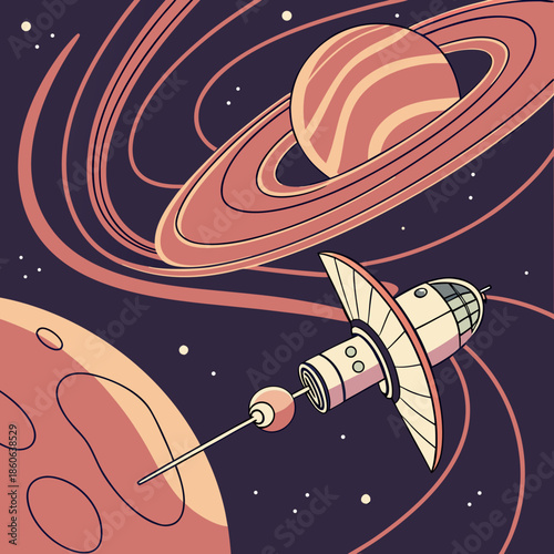 Spaceship exploring planets