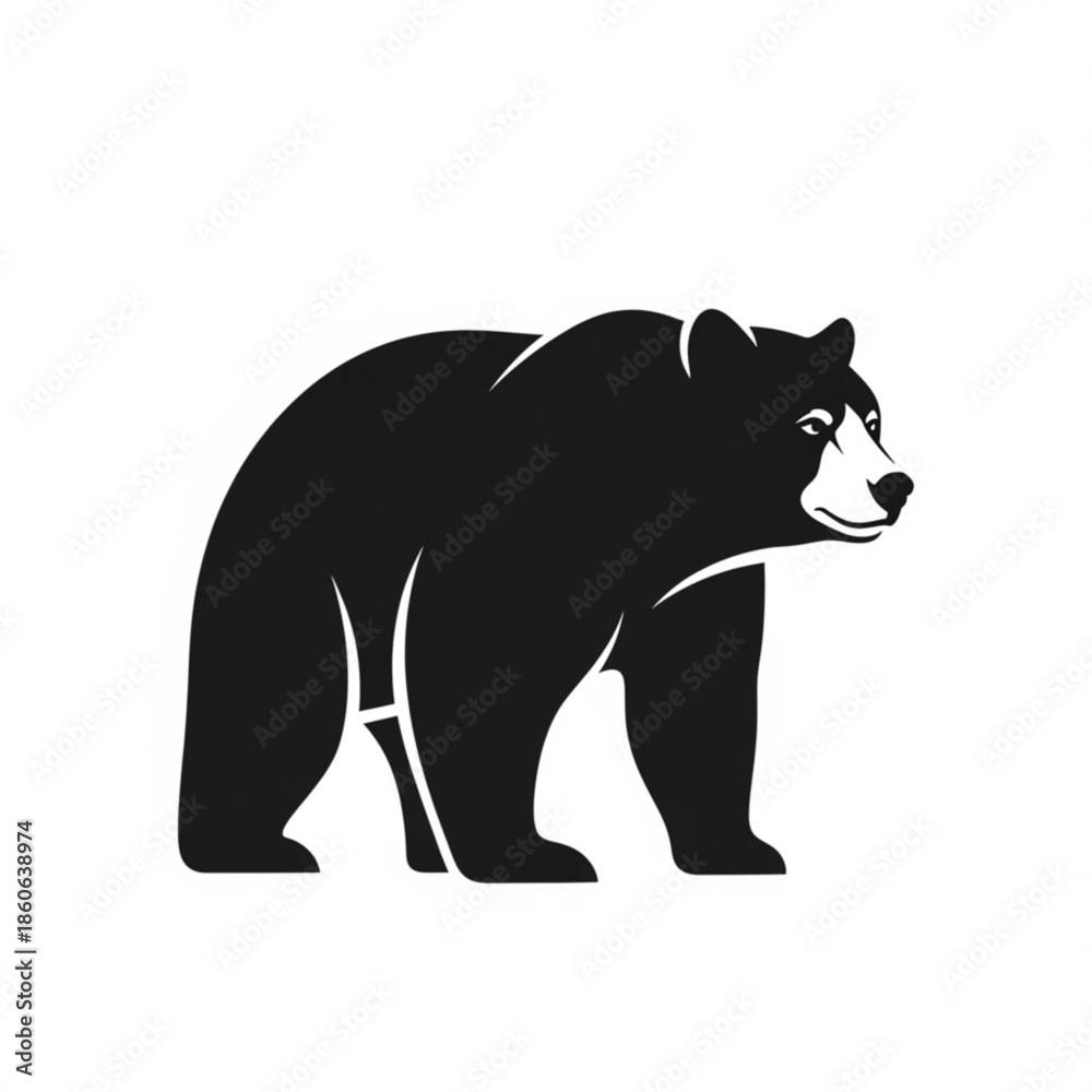 Obraz premium Black bear silhouette standing on looking right