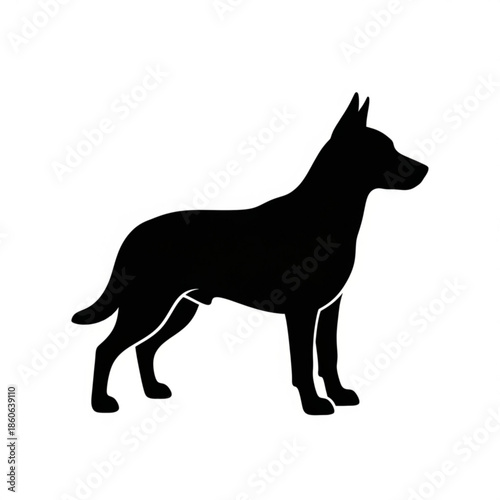 Black silhouette of a dog standing side view