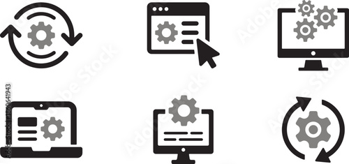 Computer system icon set. Software update icon isolated on white background. Technology concept