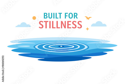 Tranquil scene with ripples and sky elements featuring inspirational quote