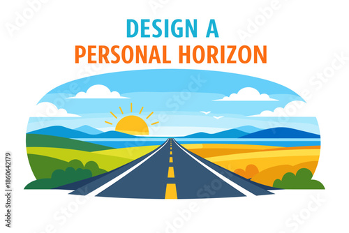 Scenic road leading to sunrise over mountain landscape