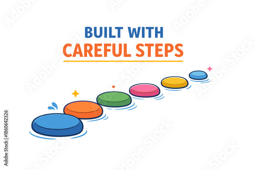 Colorful stepping stones illustration with inspiring message