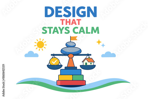 Balance and serenity in design: a calming illustration with scales and nature elements