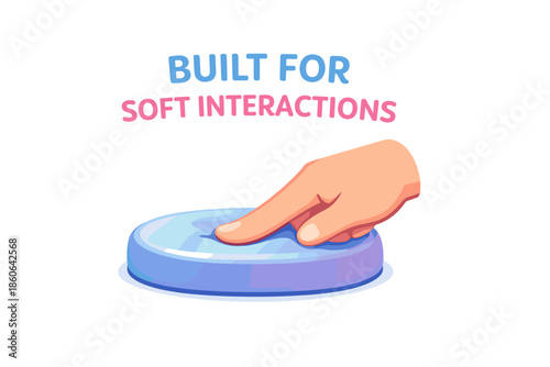 Cartoon hand pressing button for gentle interaction