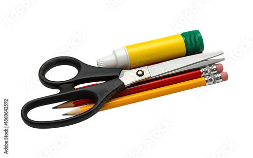 School supplies set isolated on transparent background