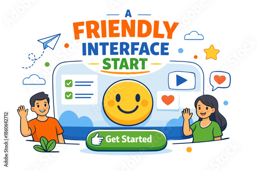 Friendly interface start: engaging illustration of user-friendly design concept