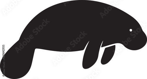 Manatee swimming underwater vector graphic design illustration