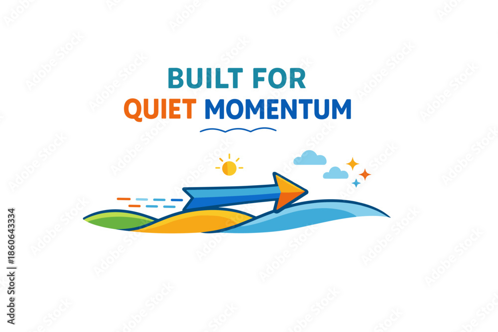 Obraz premium Built for quiet momentum: peaceful landscape with arrow and bright sky