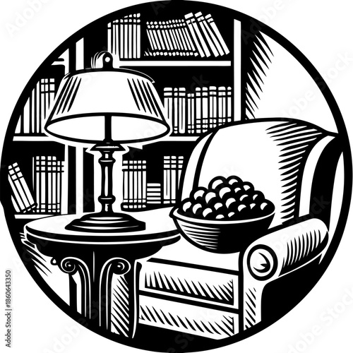 Serene Reading Nook with Fresh Grapes