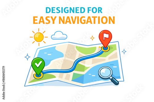 Map with route markers for easy navigation and exploration