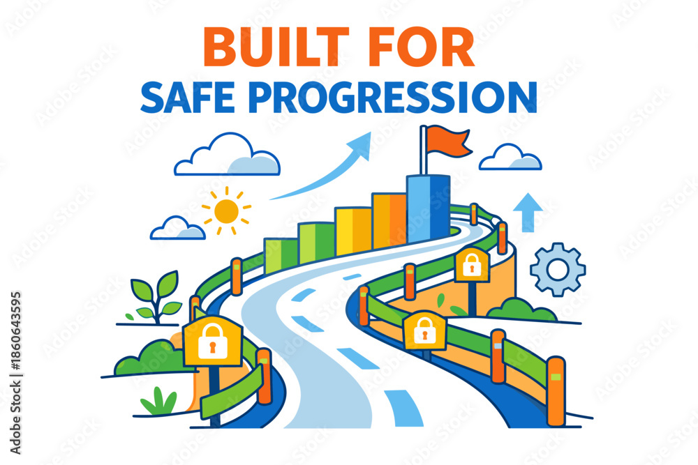 Fototapeta premium Built for safe progression: secure pathway with growth and success concept